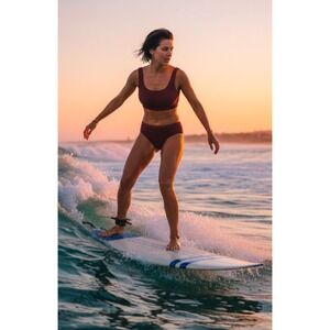 Topshop Smocked High Waisted Bikini Set Brown Square Neck Two Piece NWT US 8 10